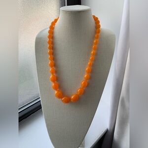 Vintage 12" Lucite Orange Beaded Statement Necklace